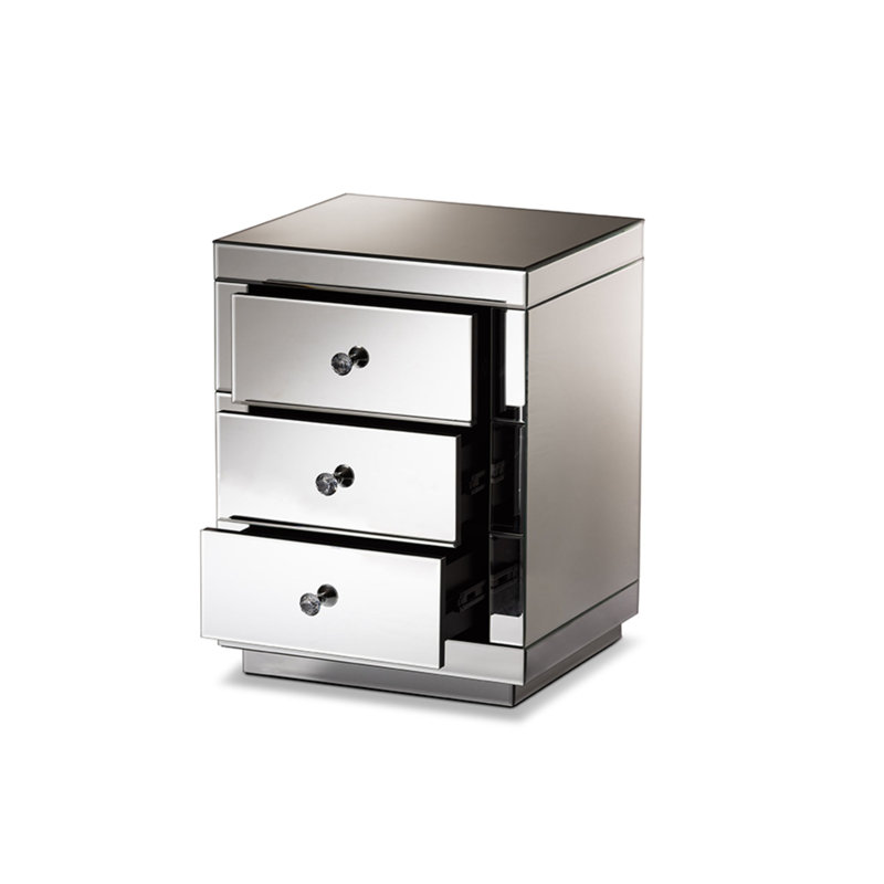 Table de chevet 3 tiroirs en argent