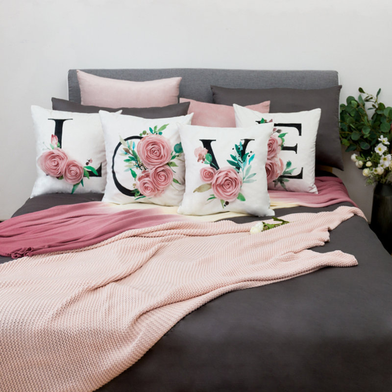  Housse de coussin en velours appliqué