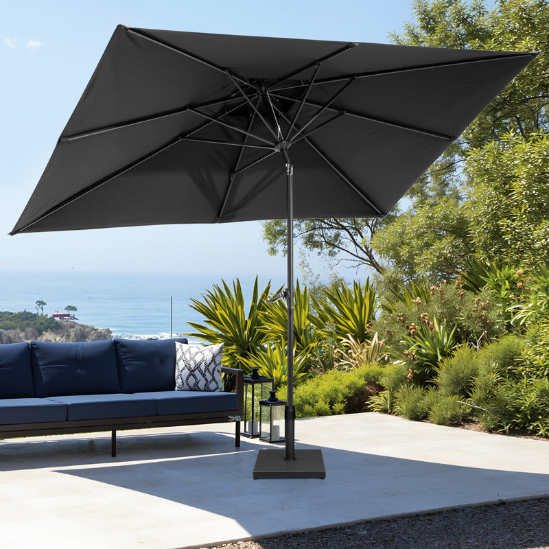 Parasol de marché rectangulaire de 116 po x 76 po avec base, Noir