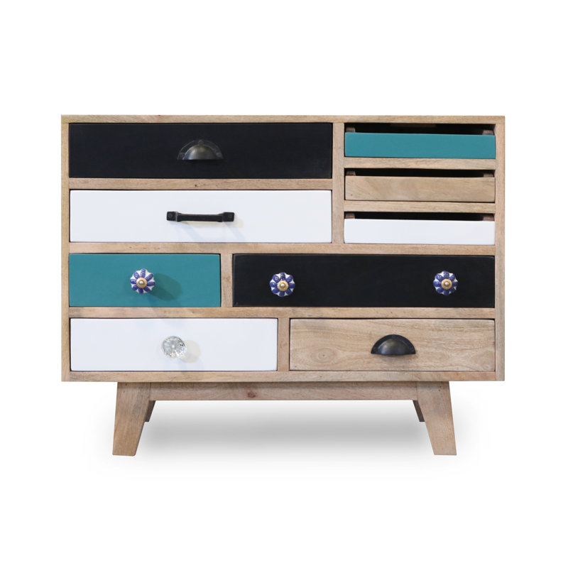 Petekar Solid Wood 80cm W 9 - Drawer Chest of Drawers