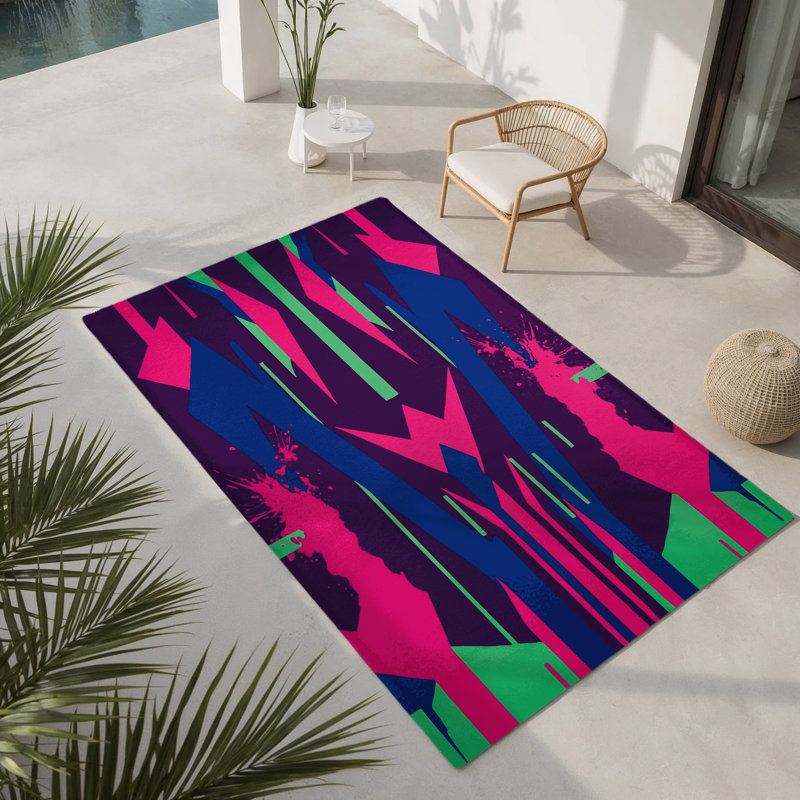 Tapis intérieur et extérieur Circuit Bloom, Rectangle 1'6" x 2'6"