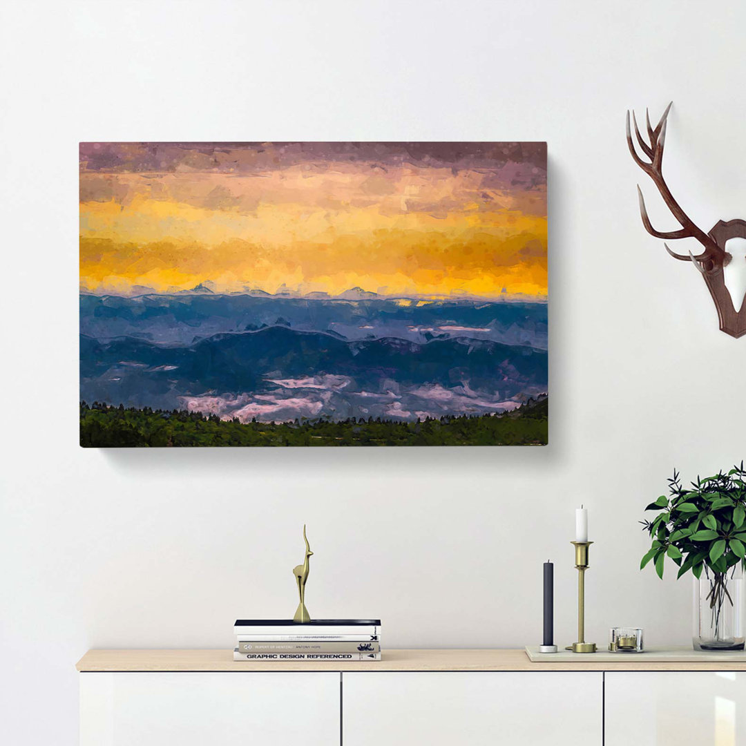 Mountain View In North Carolina In Abstract - Wrapped Canvas