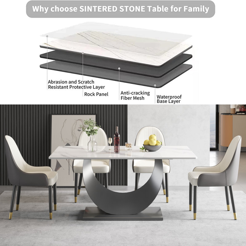 7 - Piece 63 L x 35.43 W Pedestal Dining Set, White, Black/White