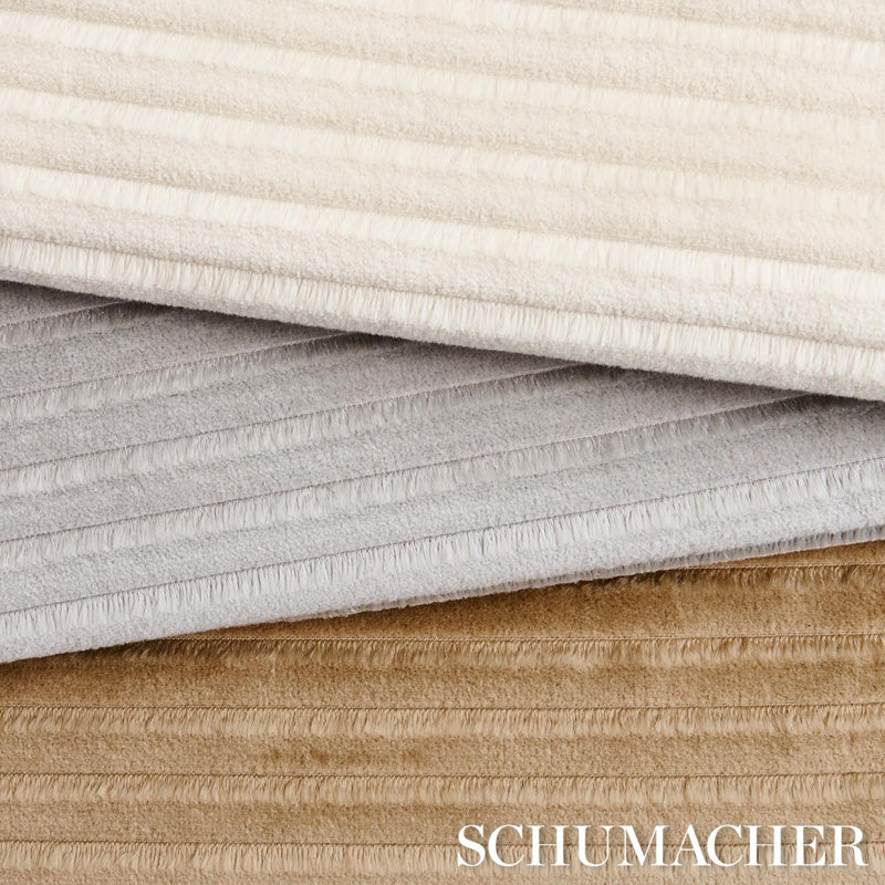 Schumacher x Patterson Flynn Petite Channeled Velvet Fabric, Otter Gray