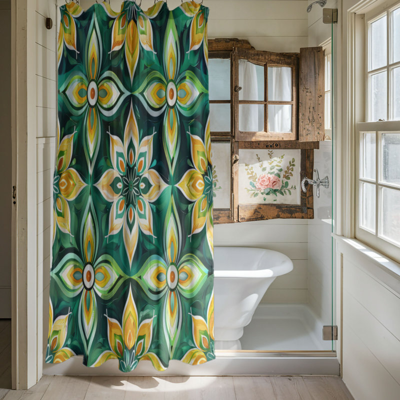 Bohemian Designs - Rideau de douche Premium, H 74 po x l 71 po