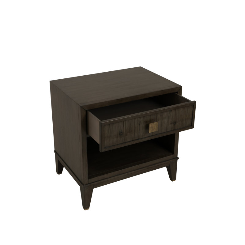 Caribe 1 - Drawer Solid Wood Nightstand, Mink Gray