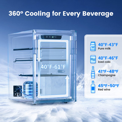 Réfrigérateur à boissons autoportant 2,6 pi³ avec porte en verre l 17,4 po Simzife