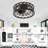 19 Inch Flush Mount Caged Ceiling Fan with Light, Farmhouse Low Profile Fandelier with Remote