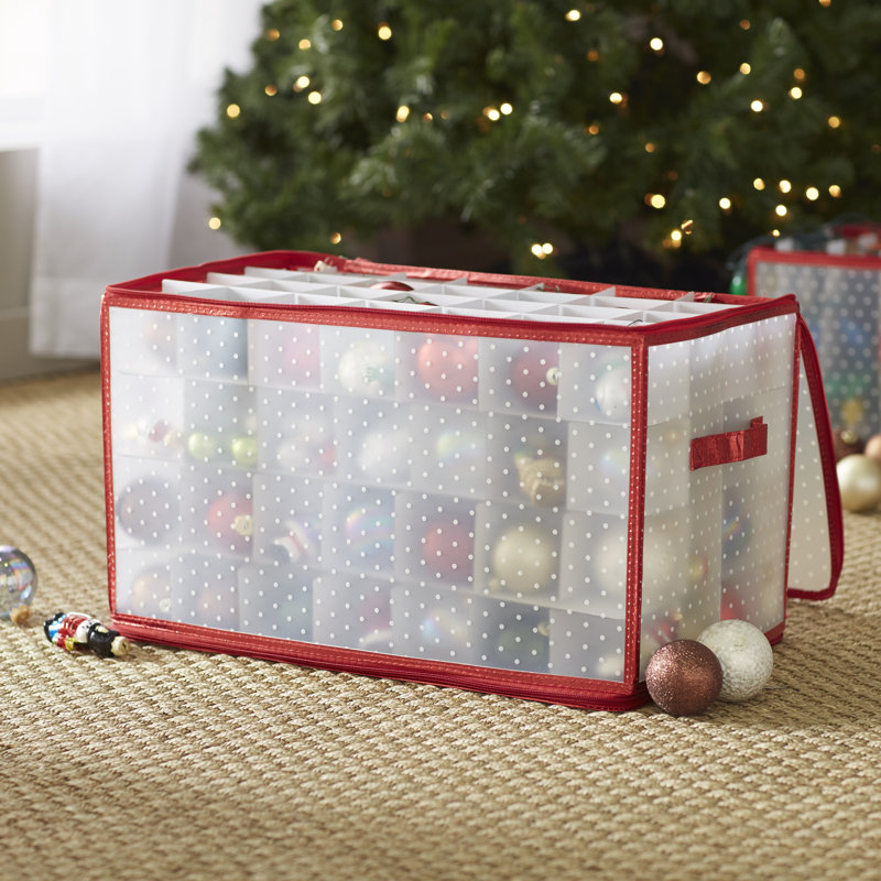 11.8" H x 20.67" W x 11.8" D Ornament Storage, Red