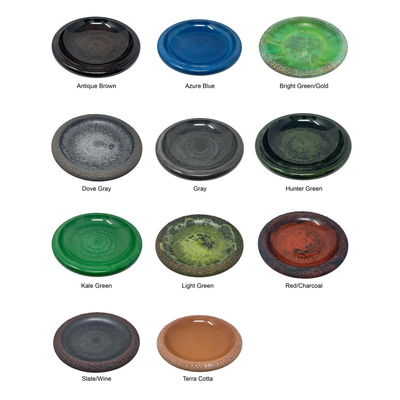 Tierra Garden 19" Black and Red Fiber Clay Birdbath Bowl