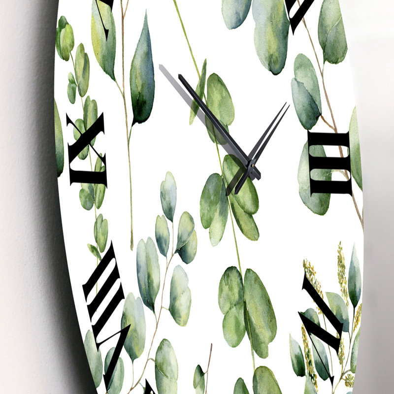 Green Eucalyptus Branches III - Horloge murale traditionnelle, Petit