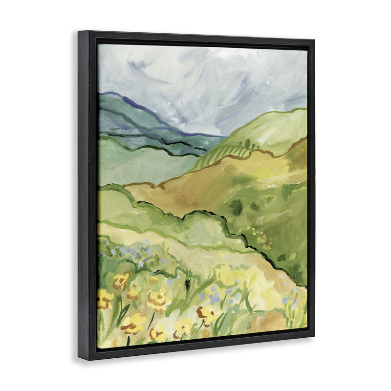 "Spring Meadow Rolling Hills", art mural sur toile flottant brun, design par Victoria Barnes, H 21 po x l 17 po