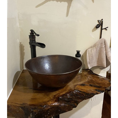 14"  Round Copper Vessel Bathroom Sink