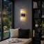 Applique murale à bras 2 lumières avec abat-jour en verre nervuré