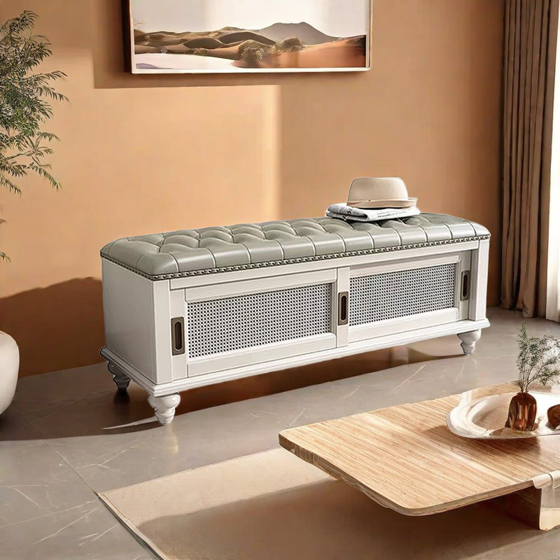 American vintage shoe bench, White