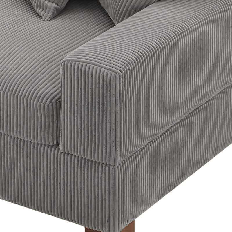 Fauteuil en velours côtelé Milbrey, Velours côtelé, Gris clair