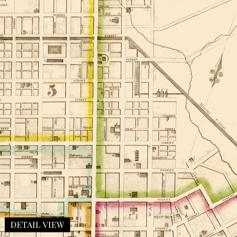 1841, carte de Cincinnati, Ohio sur papier, H 24 po x l 36 po x P 0,01 po