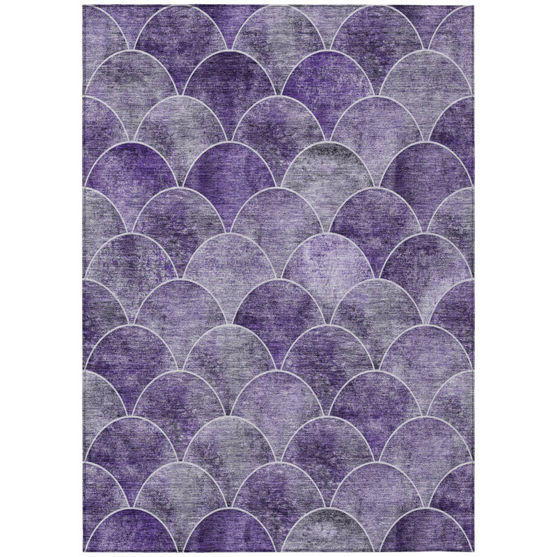 Tapis extérieur lavable abstrait lilas et lavande mauve 5 pi x 8 pi