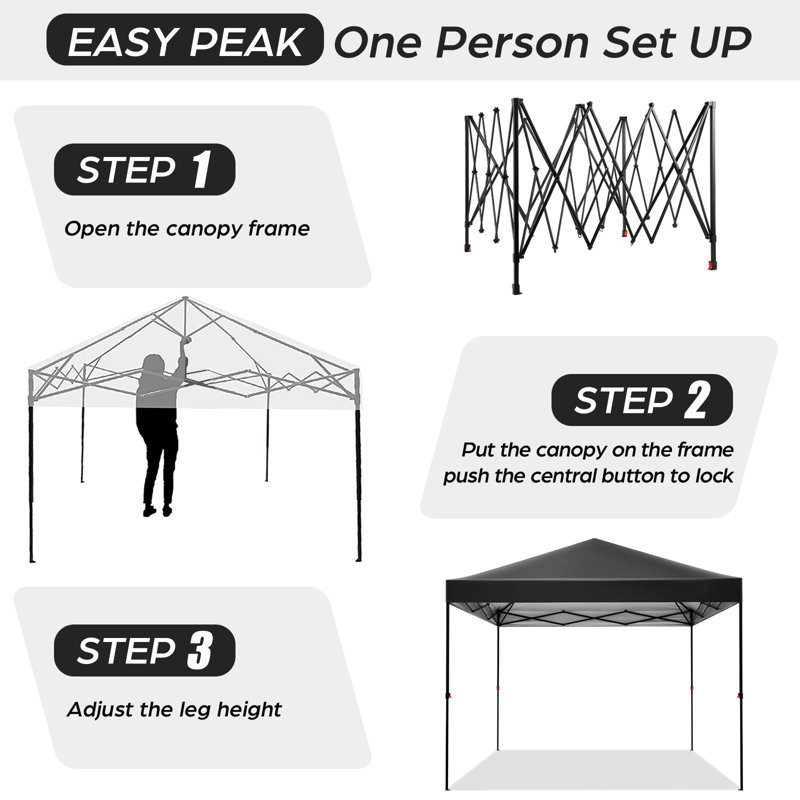 3 x 3m Folding Gazebo, Waterproof, Stable, Winterproof, Black