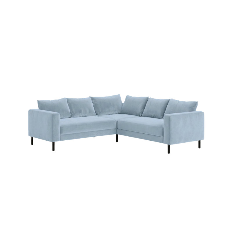 Essential 5-Seat Corner Sectional, Metal, Cornflower Recycled Velvet