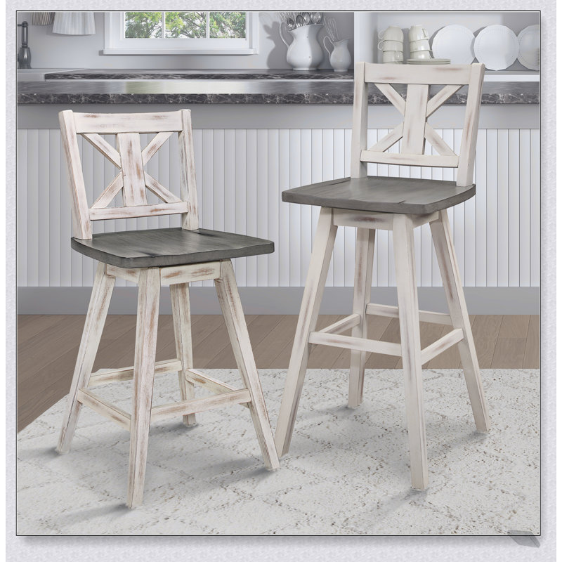 Ensemble de 2 chaises pivotantes à hauteur de comptoir en bois d'hévéa durable avec rotation à 360 degrés pour les cuisines et les salles à manger modernes