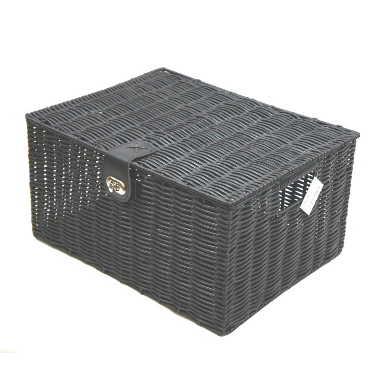 Brambly Cottage Plastic Decorative Basket, 18cm H x 35.5cm W x 28cm D, Black