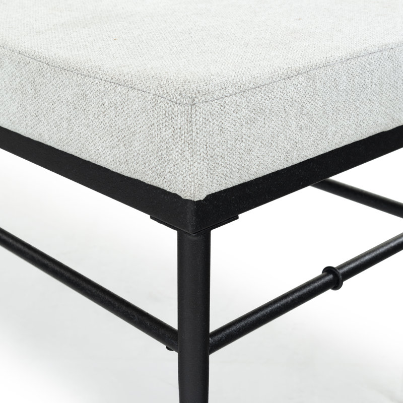 Theabella Upholstered Bench, Light Gray
