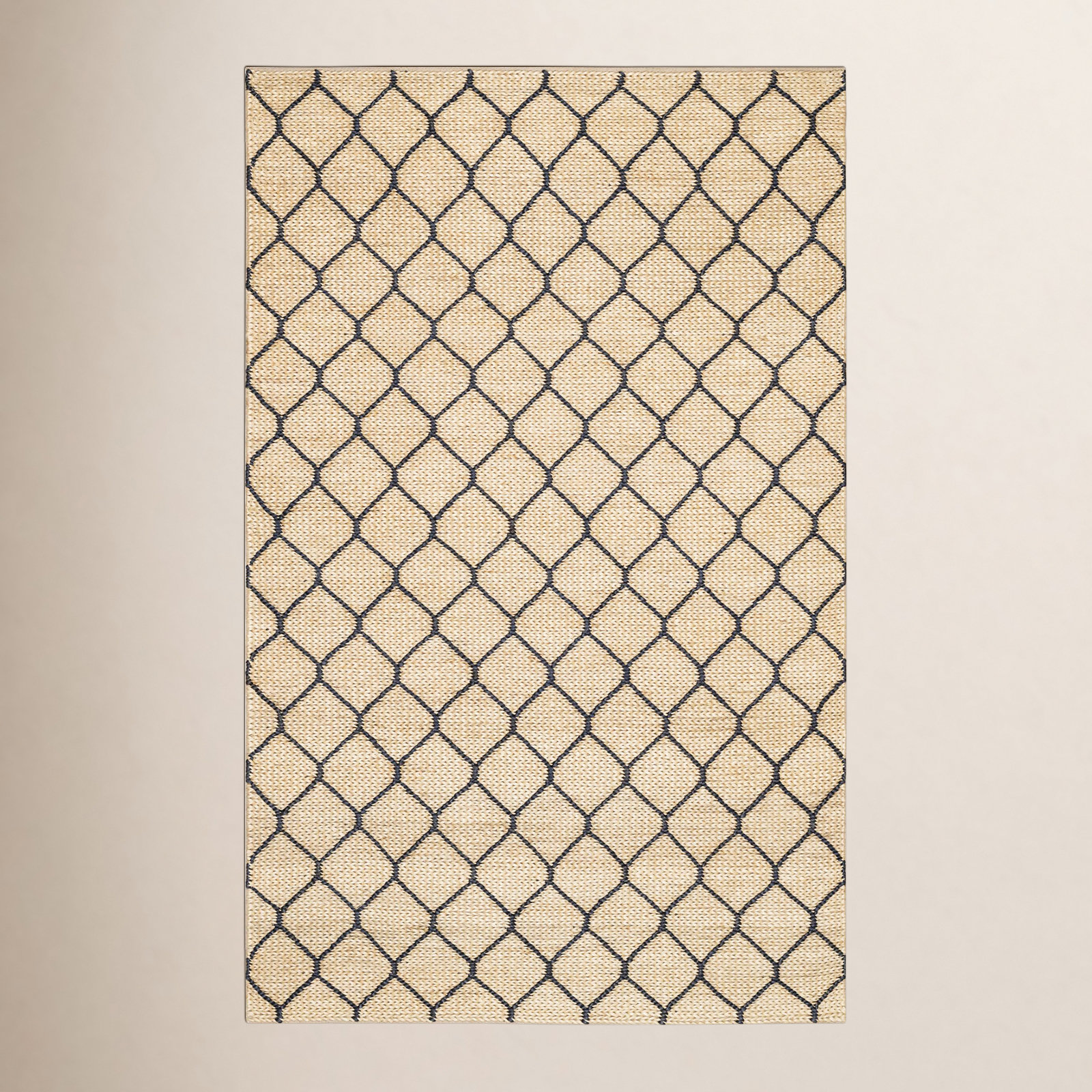 Navy Hand-Woven Geometric Jute Rug, Rectangle 4' x 6'