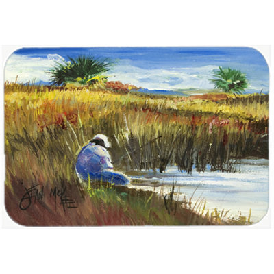 Caroline's Treasures Fisherman on the Bank Glass Cutting Board