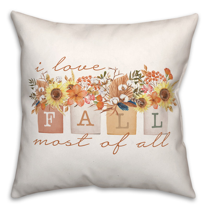  Housse et insert de coussin carré Love Love Bouquet, H 18 po x l 18 po