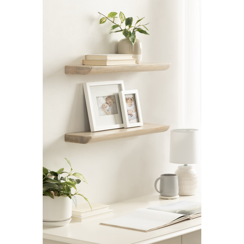 Burena Mango Wood Two-Piece Floating Shelf Set