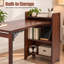 Bureau pliant en bambou pour petits espaces, bureau dissimulé avec étagère de rangement, bureau d'ordinateur pliable pour chambre ou bureau à domicile, table pliante de style milieu du siècle
