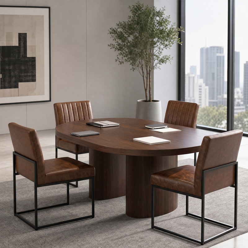 Chaise d'appoint rembourrée en similicuir, Brun