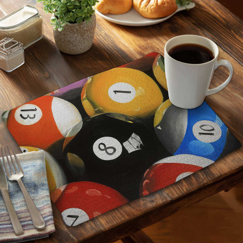 Pool Balls Closeup Braided Polyester Placemats Set of 4