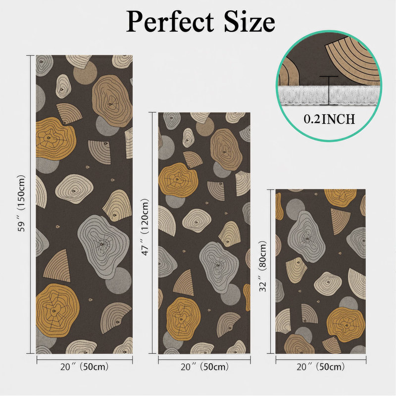 Abstract Stone Non-Slip Washable Kitchen Mats