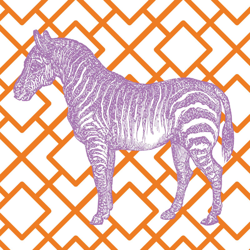 Brillant zébré mauve / orange, H 36 po x l 36 po