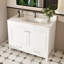Meuble-lavabo moderne de 43 pouces avec dessus en marbre artificiel, rangement multifonctionnel et structure solide et durable (un seul trou pour robinet)