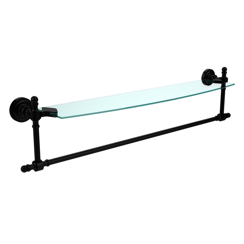 Godinez Bracket Shelf with Towel Bar, 28", Matte Black