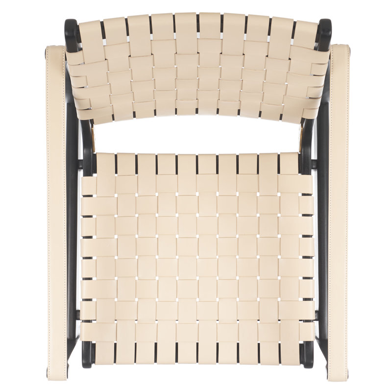 Armchair, Black, White Genuine Leather