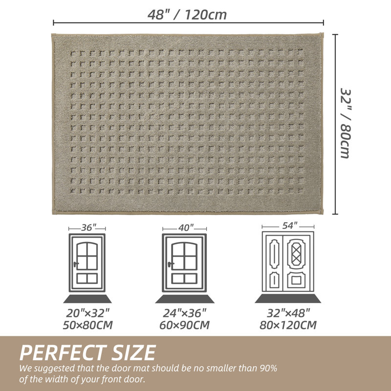 Waffle Door Mats Indoor，Super Absorbent Machine Washable Doormat with Non-Slip Backing for Wet Shoes and Dirty Paws, Beige
