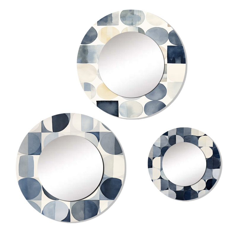 Ellizabeth Metal Round Mirror, Universal Grid Circular
