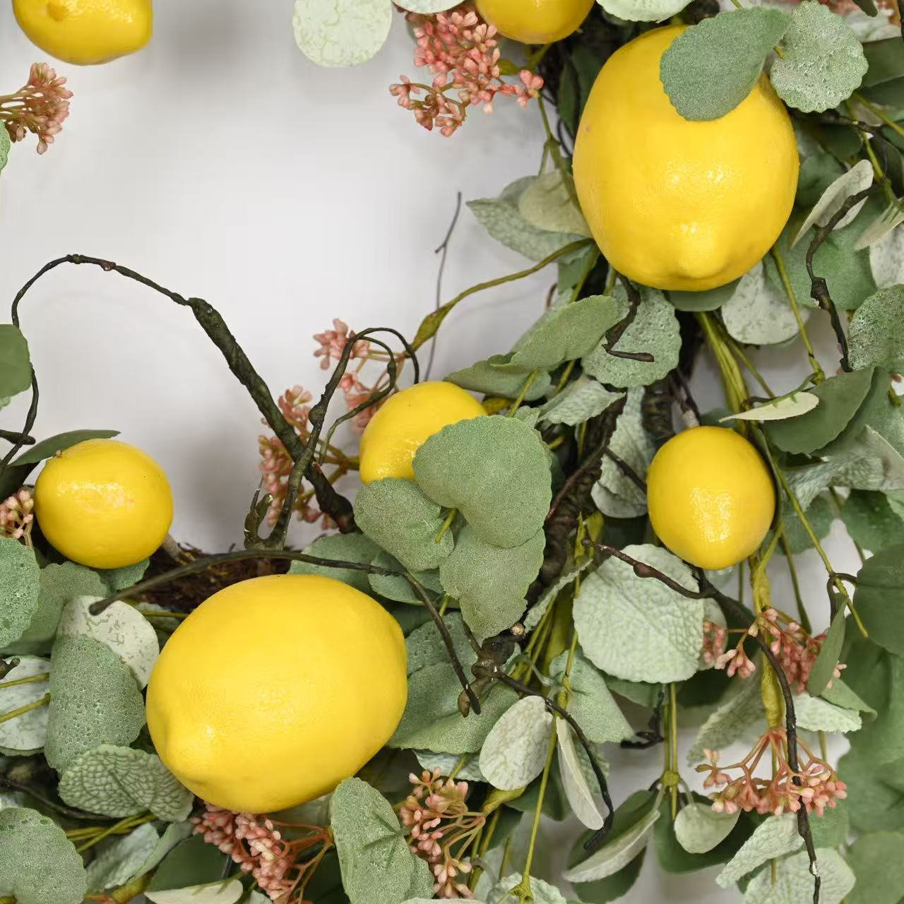 22" Handcrafted Eucalyptus, Lemon No Holiday Wreath