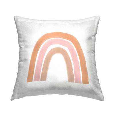 Neutral Pinks Casual Rainbow Arch Design Printed Throw Pillow Design By Amy Brinkman