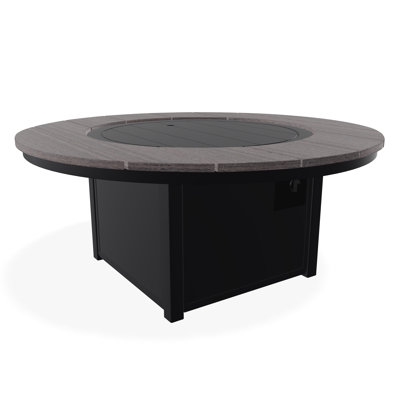 54" Round Rustic Polymer Fire Table with Propane Shelf