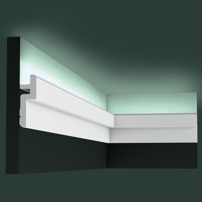 Moulure couronnée en polyuréthane blanc apprêté 1-1 / 4 po x 3-3 / 4 po x 78-3 / 4 po
