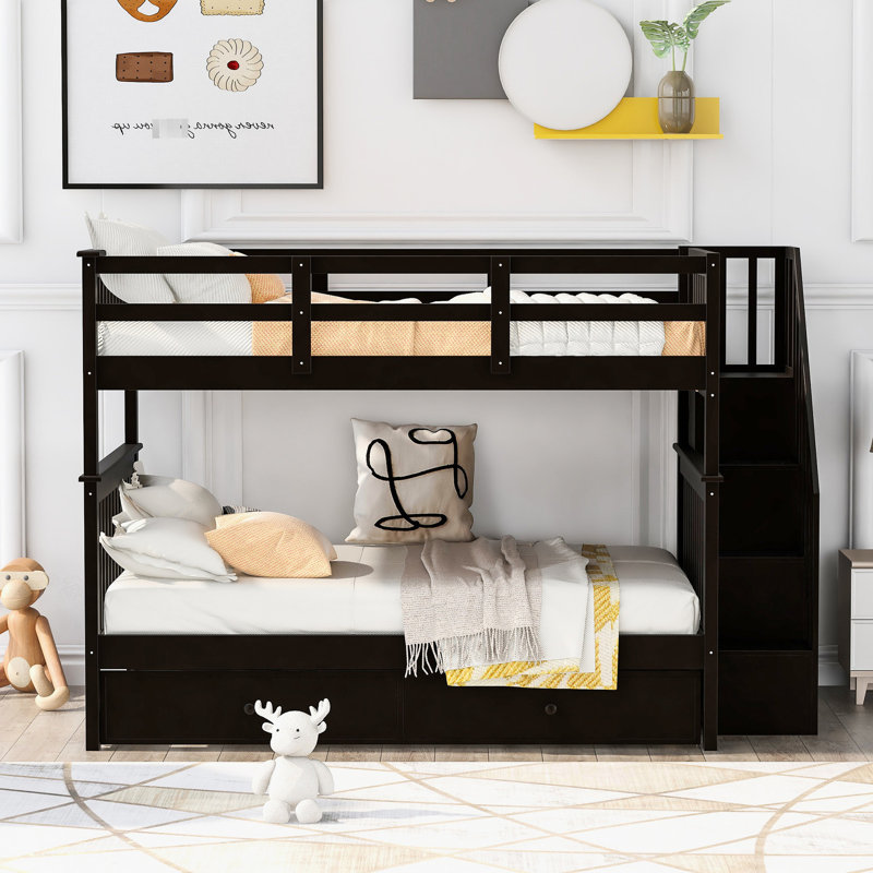 Lit superposé avec lit gigogne simple et options de rangement pratiques Lit gigogne fonctionnel, Espresso