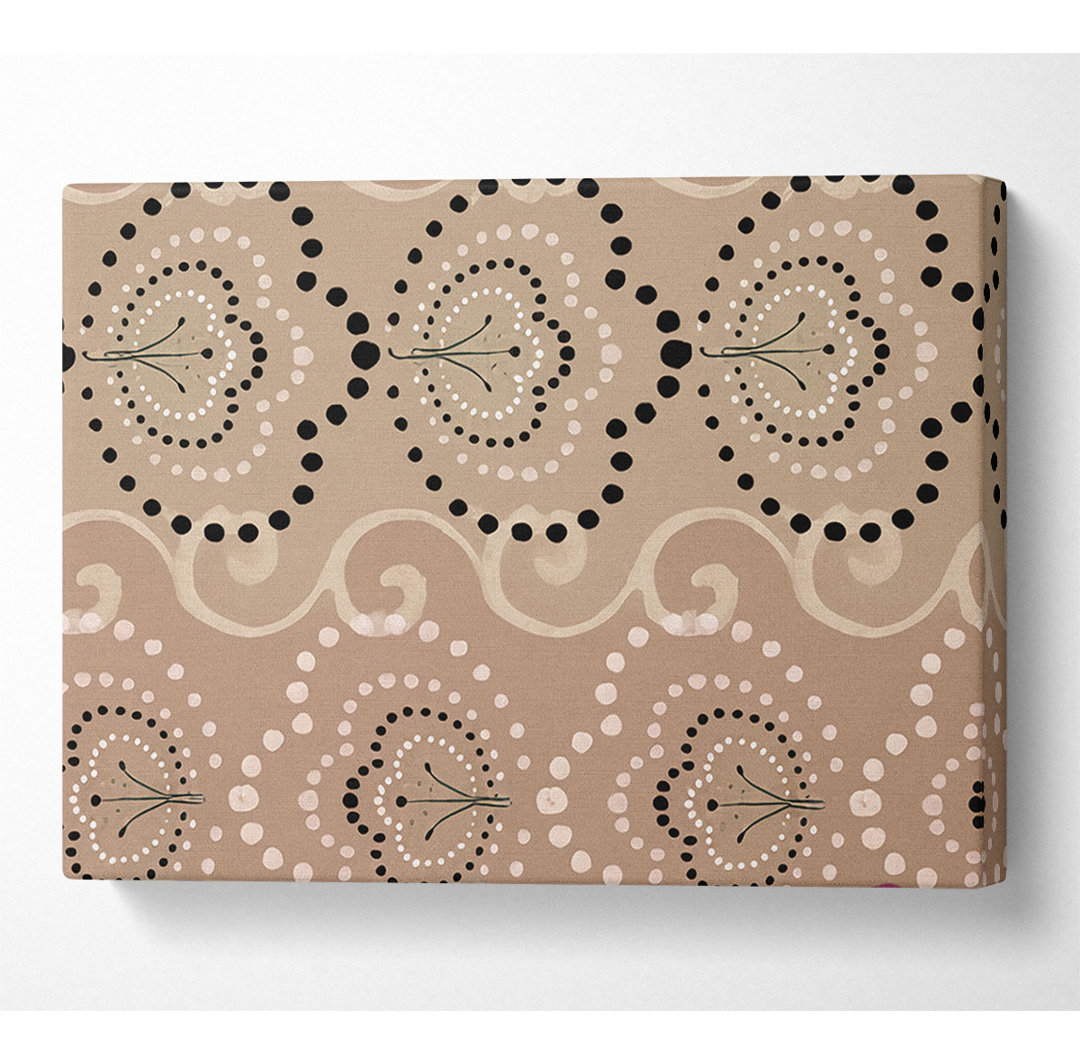 Beige Waves Of Flowers - Kunstdruck auf Leinwand