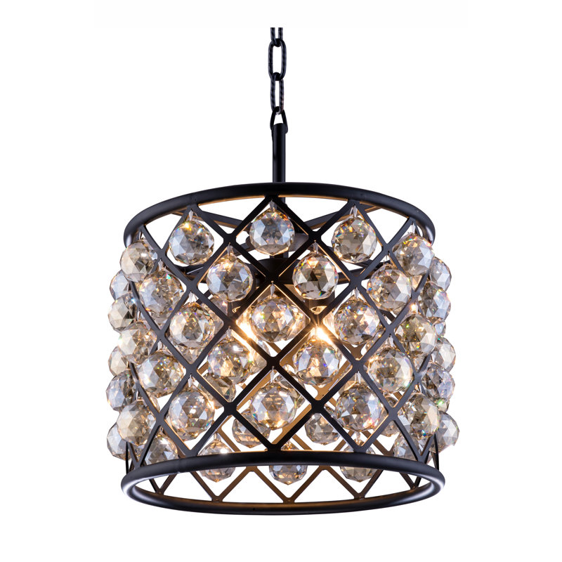 Swinney 4 - Light Dimmable Drum Chandelier, Mocha Brown, Silver Shade (Grey)