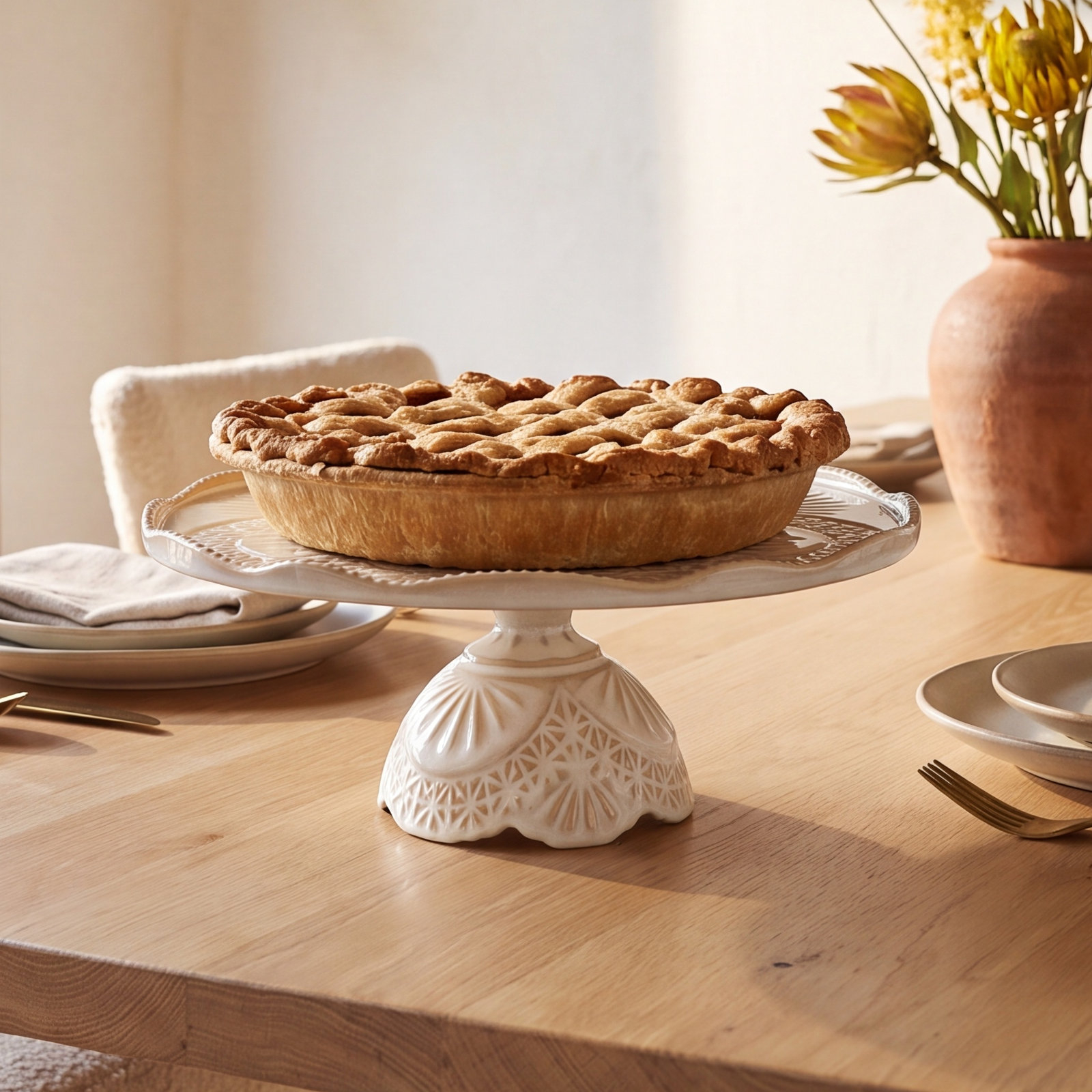 Cristal Stoneware Cake Stand