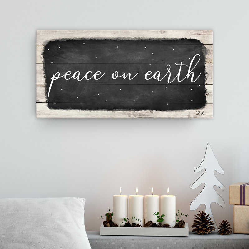 «Peace on Earth I» par Olivia Rose - reproduction d'art textuel sur toile tendue, H 8 po x l 16 po x P 1,5 po